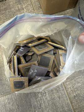 Scrap Metal Recycling: Collection of Old Computer Processors