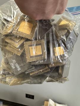 Scrap Metal Recycling: Bag of Old Computer Chips for Reuse